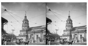 Straßenszene in Manila mit Quiapo Kirche : Weltreisen. Philippinen. Manila. Straßenszene gegen die Quiapo Kirche