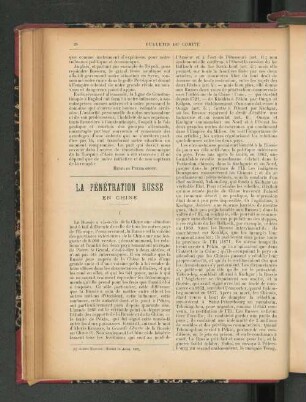 La Pénétration Russe. En Chine.