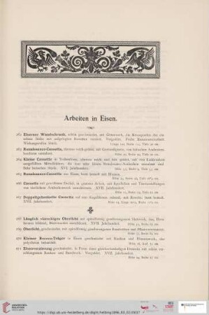 Arbeiten in Eisen (Nr. 262 - 294)
