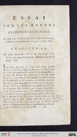 Essai sur les moeurs et l'esprit des nations