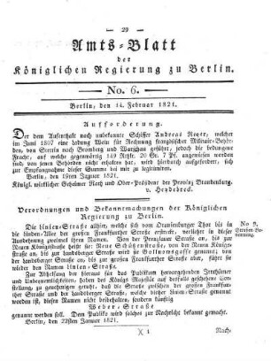 No 6, 14. Februar 1821