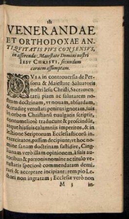 Venerandae Et Orthodoxae Antiquitatis Pius Consensus, in asseranda Maiestate Domini nostri Iesu Christi, secundum carnem assumptam.