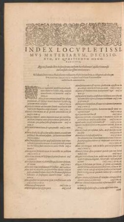 Index Locupletissimus Materiarum, Decisionum, Et Quaestionum ...