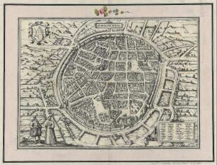 Ansicht von Freiberg mit Wappen, Kupferstich, um 1575 : Hogenberg, Franz : Fribergvm Misinae : [Vogelschaubild] / [Stecher: Franz Hogenberg. Hrsg.: Georg Braun]. - [Coloniae] , [ca. 1575]. - 1 Kt. : Kupferst. , 45 x 33 cm Mit Erl.