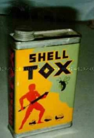 Blechdose mit Schraubverschluss für Insektenvernichtungsmittel "SHELL TOX"
