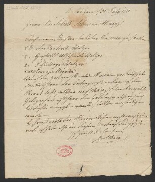 Brief an B. Schott's Söhne : 31.07.1821