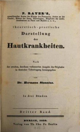 Theoretisch-praktische Darstellung der Hautkrankheiten. Bd. 3