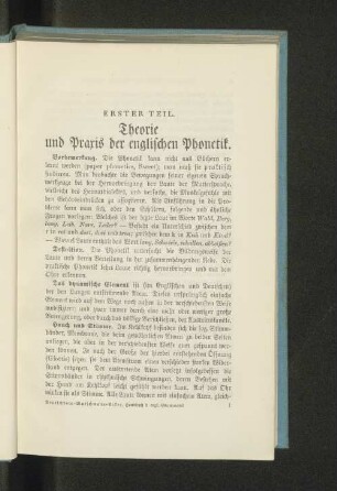 Erster Teil. Theorie und Praxis der englischen Phonetik.