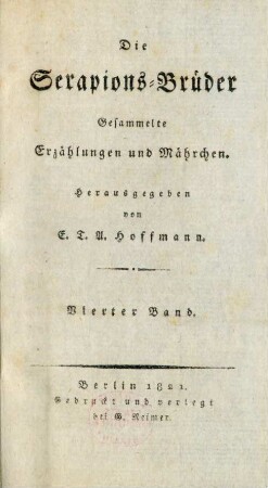 Bd. 4: Die Serapions-Brüder