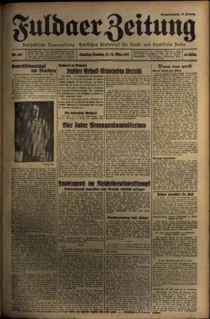 Erste Ausgabe vom Samstag, den 13. März 1937.