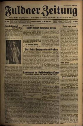 Erste Ausgabe vom Samstag, den 13. März 1937.