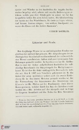 Litteratur und Funde