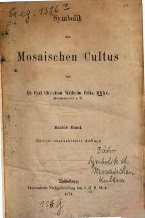 Symbolik des mosaischen Cultus, 1