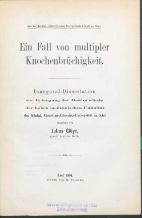 Ein Fall von multipler Knochenbrüchigkeit