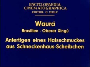 Waurá (Brasilien, Oberer Xingú) - Anfertigen eines Halsschmuckes aus Schneckenhaus-Scheibchen