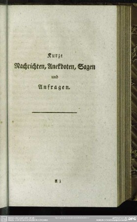 Kurze Nachrichten, Anekdoten, Sagen und Anfragen