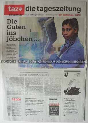 Tageszeitung "taz. die tageszeitung" mit Titel zum neuen Fachkräfteeinwanderungsgesetz