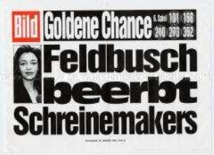 Maueranschlag der "Bild"-Zeitung: "Feldbusch beerbt Schreinemakers"