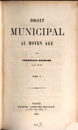 Droit municipal au moyen âge, 2