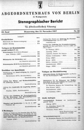 Nr. 22 (72), 21. November 1957