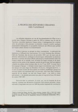 À Propos Des Réformes Urbaines Des Tanzimat
