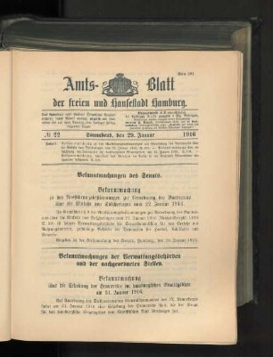 No. 22, 29. Januar 1916