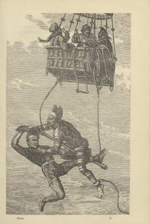 [Kämpfende Männer vom Ballon hängend]