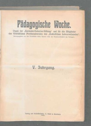 5: Pädagogische Woche - 5.1909