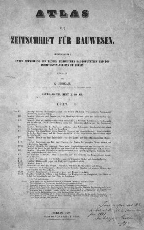 VII.1857: Zeitschrift für Bauwesen