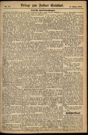 Zweite Ausgabe vom Samstag, den 17. März 1883.
