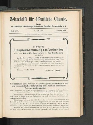 Heft XIII. 15. Juli 1908. XIV. Jahrgang.