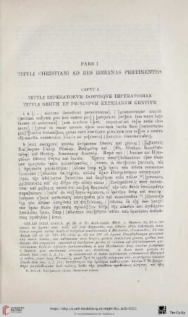 Pars I: Tituli christiani ad res romanas pertinentes