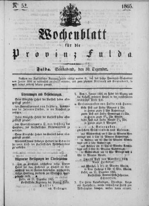 Nr. 52, Ausgabe vom 30. Dezember 1865