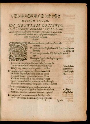 Metrum Epicum, In Gratiam Ornatissimi Iuvenis Conradi Stollii ...