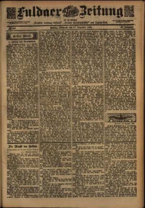 Erste Ausgabe vom Mittwoch, den 17. Dezember 1902.