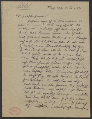 Brief an B. Schott's Söhne : 01.06.1921