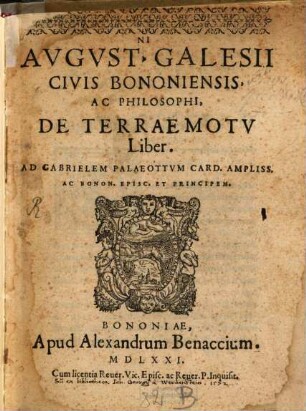 De terrae motu liber