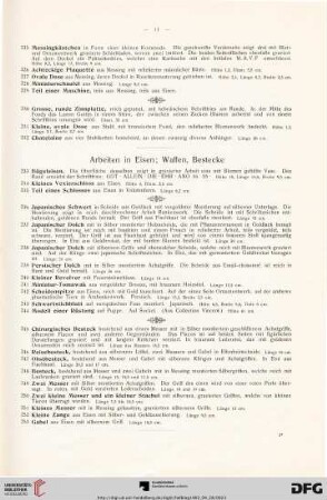 Arbeiten in Eisen; Waffen, Bestecke (Nr. 233-253)