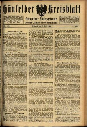 Ausgabe vom Mittwoch, den 03. Mai 1922.
