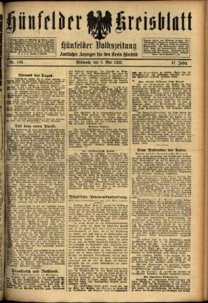Ausgabe vom Mittwoch, den 03. Mai 1922.