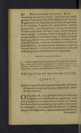 Decretum de Reformatione Caput I. - XXI.