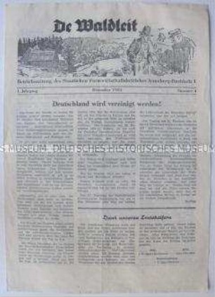 Betriebszeitung des Staatlichen Forstwirtschaftsbetriebes Annaberg-Buchholz u.a. zur deutschen Einheit