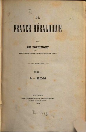 La France héraldique par Ch. Poplimont. 2