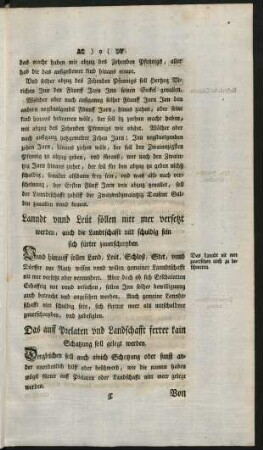 Lanndt unnd Leüt söllen nitt mer versetzt werden, auch die Landtschafft nitt schuldig sein sich fürter zuverschreyben