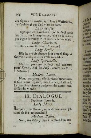 IX. Dialogue. Septième Journée.