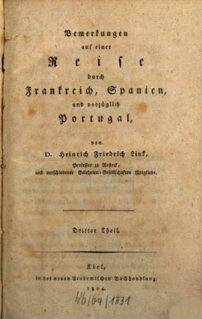 Bemerkungen auf einer Reise durch Frankreich, Spanien, und vorzüglich Portugal, 3