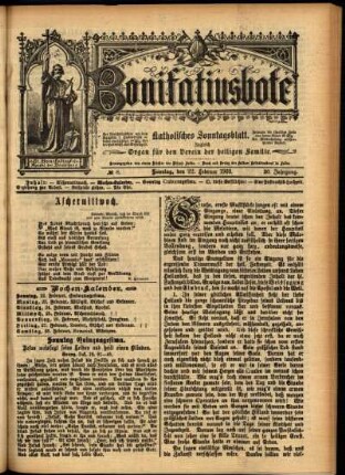 Erste Ausgabe vom Sonntag, den 22. Februar 1903.