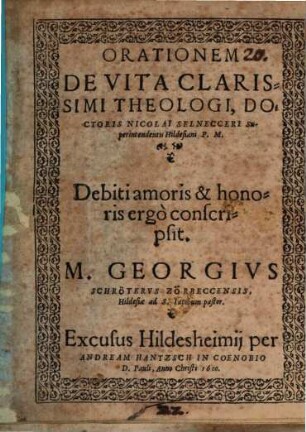 Oratio de vita Nic. Selnecceri