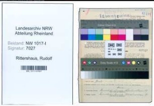 Entnazifizierung Rudolf Rittershaus , geb. 12.09.1876 (Werkzeughaendler)