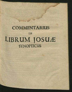 Commentarius In Librum Josuae Synopticus.